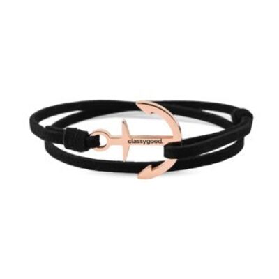 Bracelet Ancre Bracelet Ancre Classy or rose – cuir noir