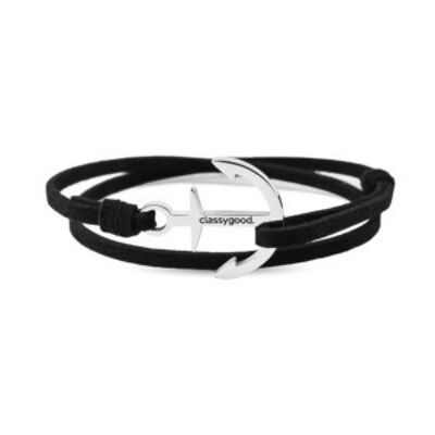 Anker Armband Classy Anchor Bracelet Silber – Leder schwarz