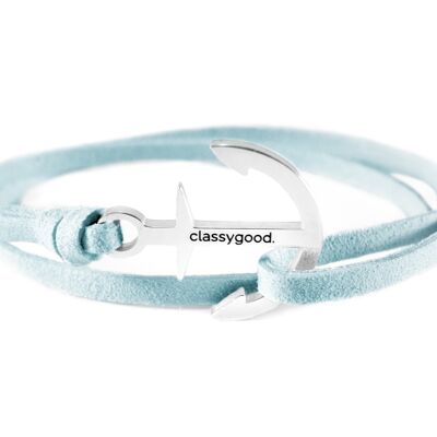 Anker Armband Classy Anchor Bracelet Silber – Leder hellblau