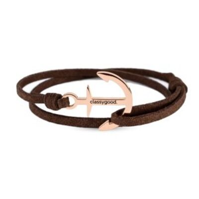 Anker Armband Classy Anchor Bracelet Roségold – Leder braun
