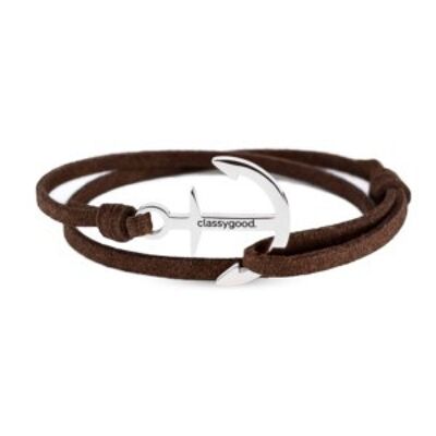 Anker Armband Classy Anchor Bracelet Silber – Leder braun