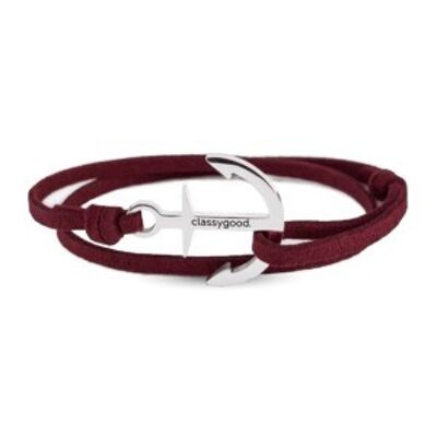 Anker Armband Classy Anchor Bracelet Silber – Leder dunkelrot