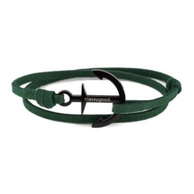 Anker Armband Classy Anchor Bracelet Schwarz – Leder dunkelgrün