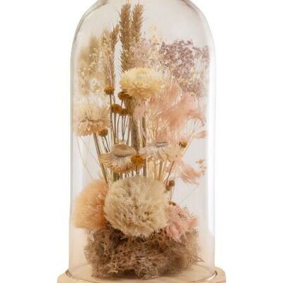 WILD CRYSTAL DOME WITH DRIED AND PRESERVED FLOWERS AND GREENS