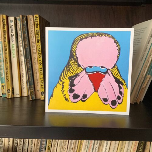 Budgie Greeting Card, Pop Art Budgie, Warhol Modern Art Style, Parakeet, Perruche, Colourful, Modernist wellensittich