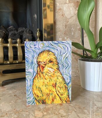 Carte de voeux de Van Gogh, carte de perruche, peinture impressionniste, art de perruche, de la peinture à l'huile originale « Vincent » 2