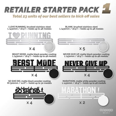 Retailer starter pack 1 [23 medal hangers - 6 best-selling designs]