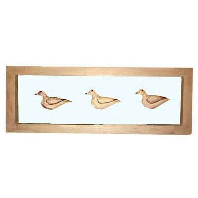 Cuadro cristal con Patos madera 50x25cm