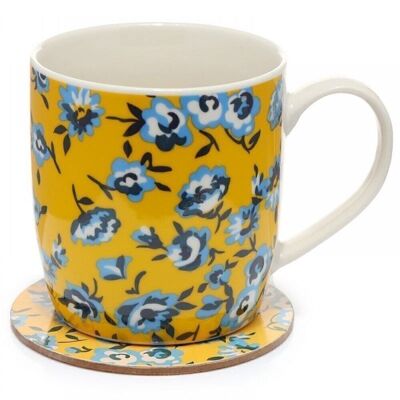 Taza Mug Porcelana con tapa/posavaso12x9