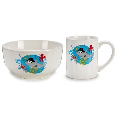 Set inf.Cuenco+taza cerámicaTiburón26x14