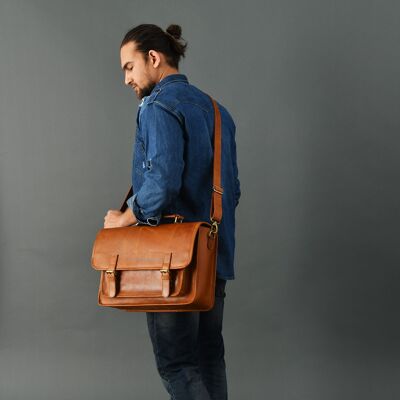 Pavel Leather Mesenger Bag - Cartables en cuir pour hommes