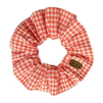 Scrunchie de seersucker de cuadro vichy naranja