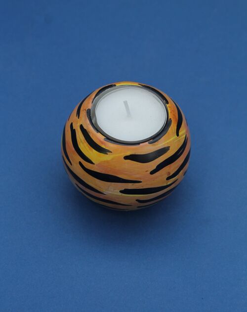 Teelicht-Ball Tiger design - Speckstein