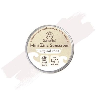 Suntribe Natural Mineral Mini Zink Sonnenschutz Gesicht & Sport SPF 50 Original Weiß