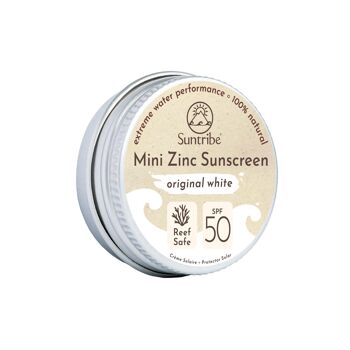 Suntribe Natural Mineral Mini Zinc Crème Solaire Visage & Sport SPF 50 Blanc Original 12