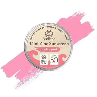 Mini protector solar mineral natural de zinc para rostro y deporte SPF 50 Pretty Pink