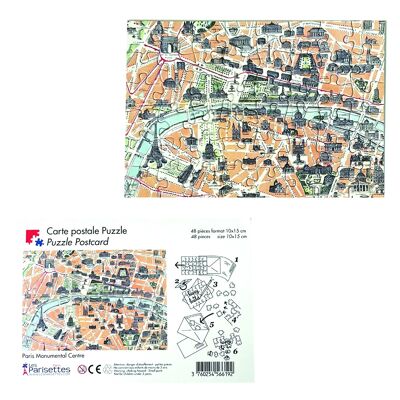 Puzzle Carte postale Plan Monumental Centre
