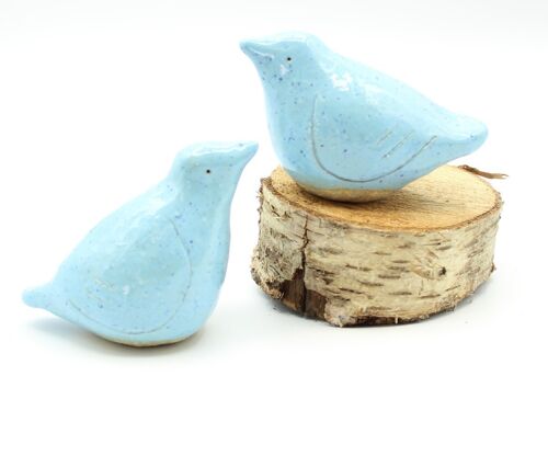 Ceramic Love Birds - Speckled Blue