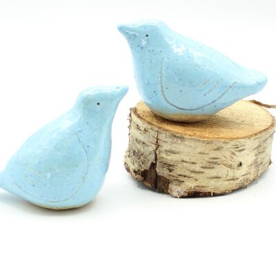 Pájaros del amor de cerámica - Azul moteado