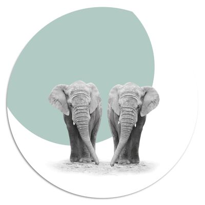 'Dinky Animals: Elephants'' Wandteller - Ø 24 cm