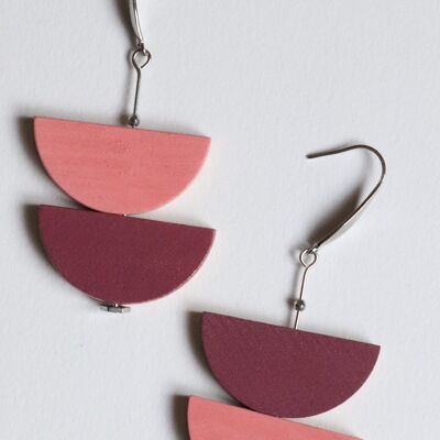 Purple pink semi circle earrings