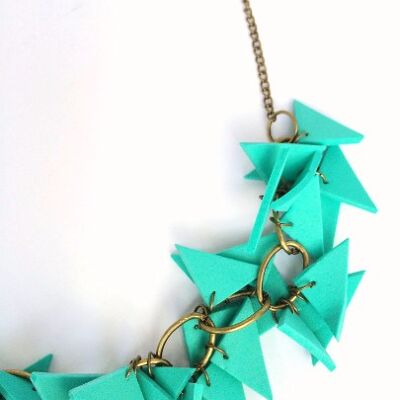 COLLIER SOUPLE TRIANGLES TURQUOISE Bronze Antique