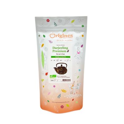 India Premium Darjeeling Tè Nero Biologico - Busta da 100 g