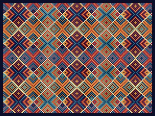 "Orange And Blue Pattern" Fußmatte - 80x60 cm