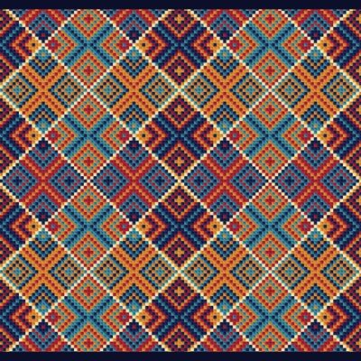 "Orange And Blue Pattern" Fußmatte - 80x60 cm