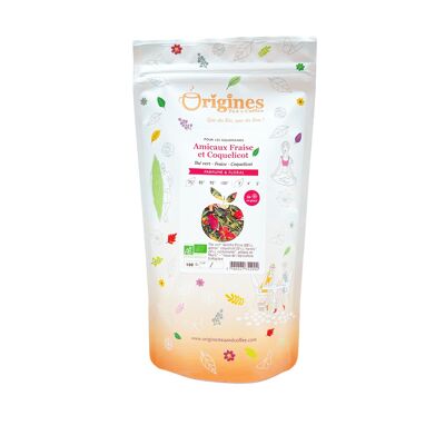 Thé Vert Bio Amicaux Fraise et Coquelicot - Sachet 100 g