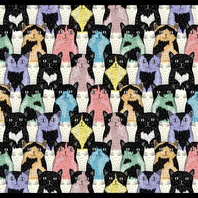"Colorful Cats" Napfunterlage - 40x30