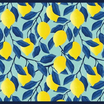 "Lemons And Blue Leafes" Napfunterlage - 40x30