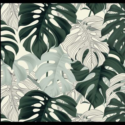 "Green And White Leafes" Napfunterlage - 60x45