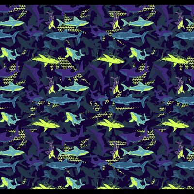 "Blueish Sharks" Napfunterlage - 60x45