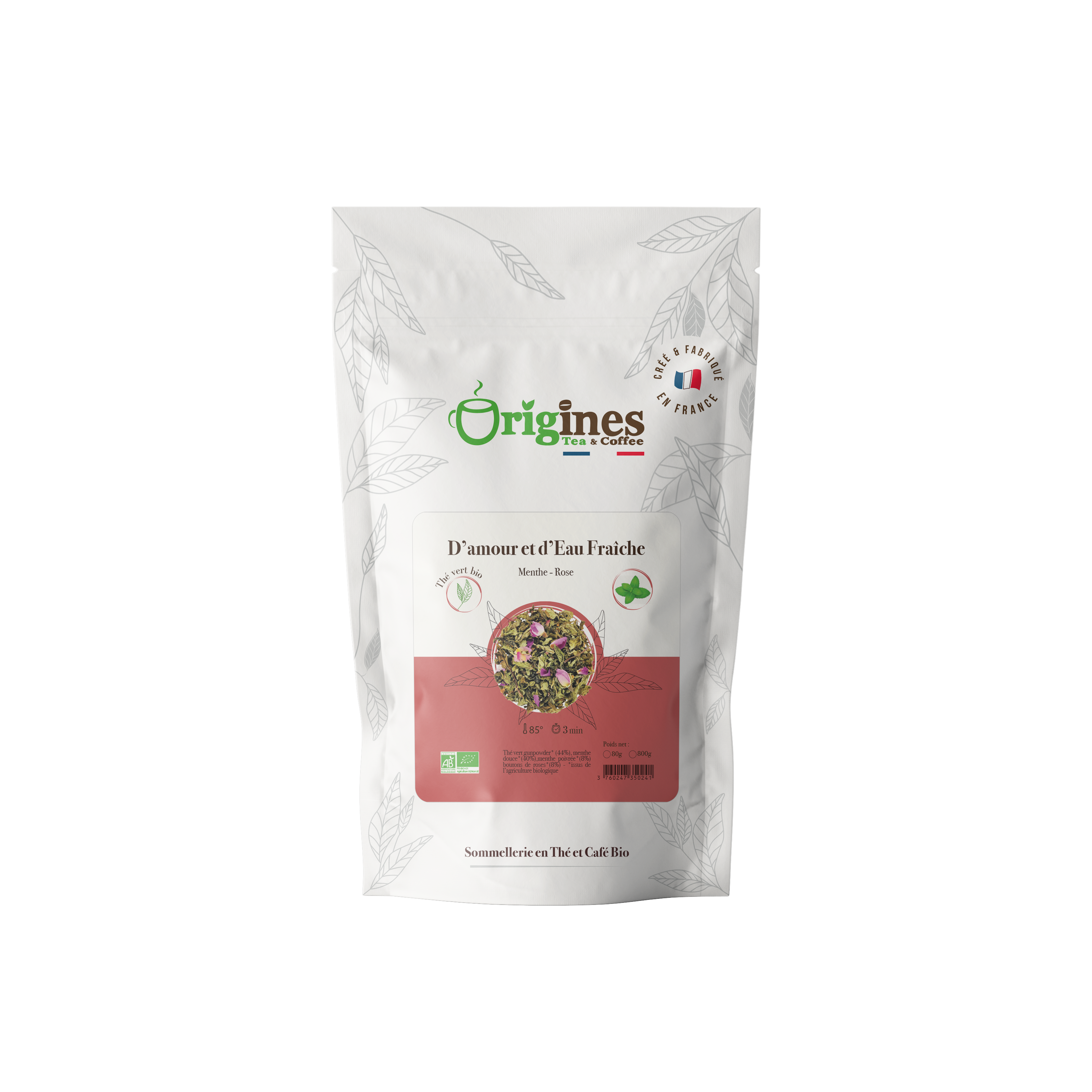 Organic Green Tea of Love and Fresh Water - Sachet 80 g