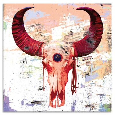 "Bulls Skull Red" Acrylglasbild - 100x100cm
