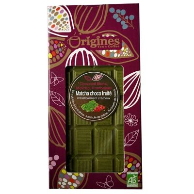 Barrita de chocolate Matcha con sabor a fruta orgánica - 100g