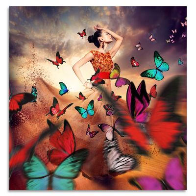"Butterfly Lady" Acrylglasbild - 100x100cm