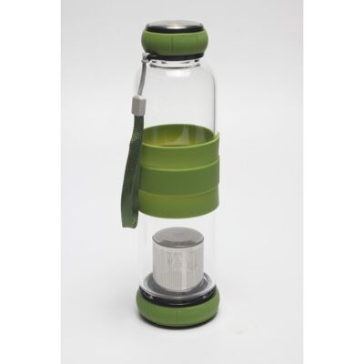Botella de vidrio con infusor integrado - Verde