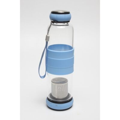 Botella de vidrio con infusor integrado - Azul
