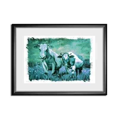 Green Cows Rahmenbild - 50x40 cm
