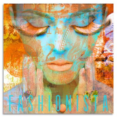 "Fashionista Orange" Acrylglasbild - 50x50cm