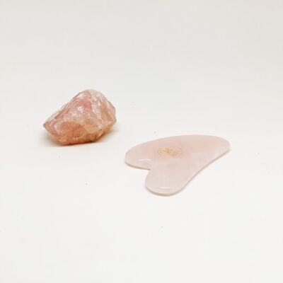 Massaggio Gua-Sha al cuore di quarzo rosa | Sollevamento e scultura