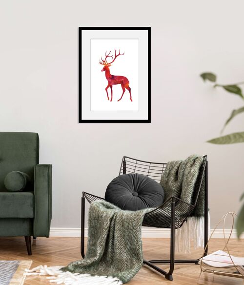 "Red Deer" Rahmenbild - 30x40 cm