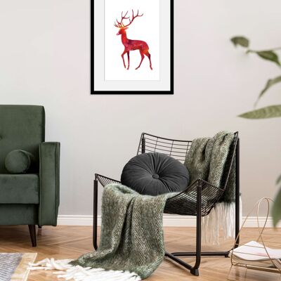 "Red Deer" Rahmenbild - 30x40 cm