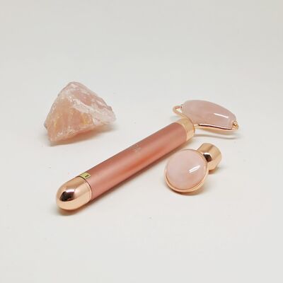 Rouleau électrique pour le visage en quartz rose 2-1 | Levage et dégonflage