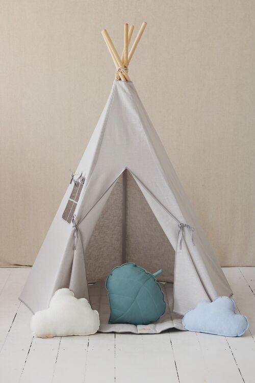 “Pigeon Gray” Linen Teepee Tent