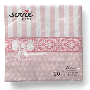 Serviette en tissu rose Bine 33 x 33 cm, 20 pièces 5
