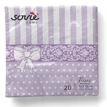Serviette en tissu Bine violet 33 x 33 cm, 20 pièces 5