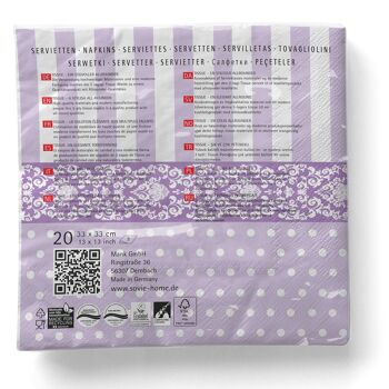 Serviette en tissu Bine violet 33 x 33 cm, 20 pièces 6